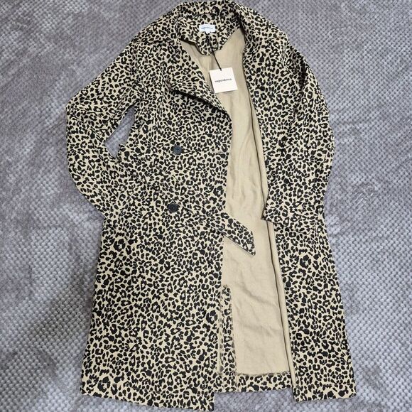 Revolve Superdown Double Breasted Trench Coat XXS Animal Print Belted Jacket - Picture 2 of 9